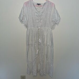 Love Sam Off-White Eyelet Midi Dress Size Small
